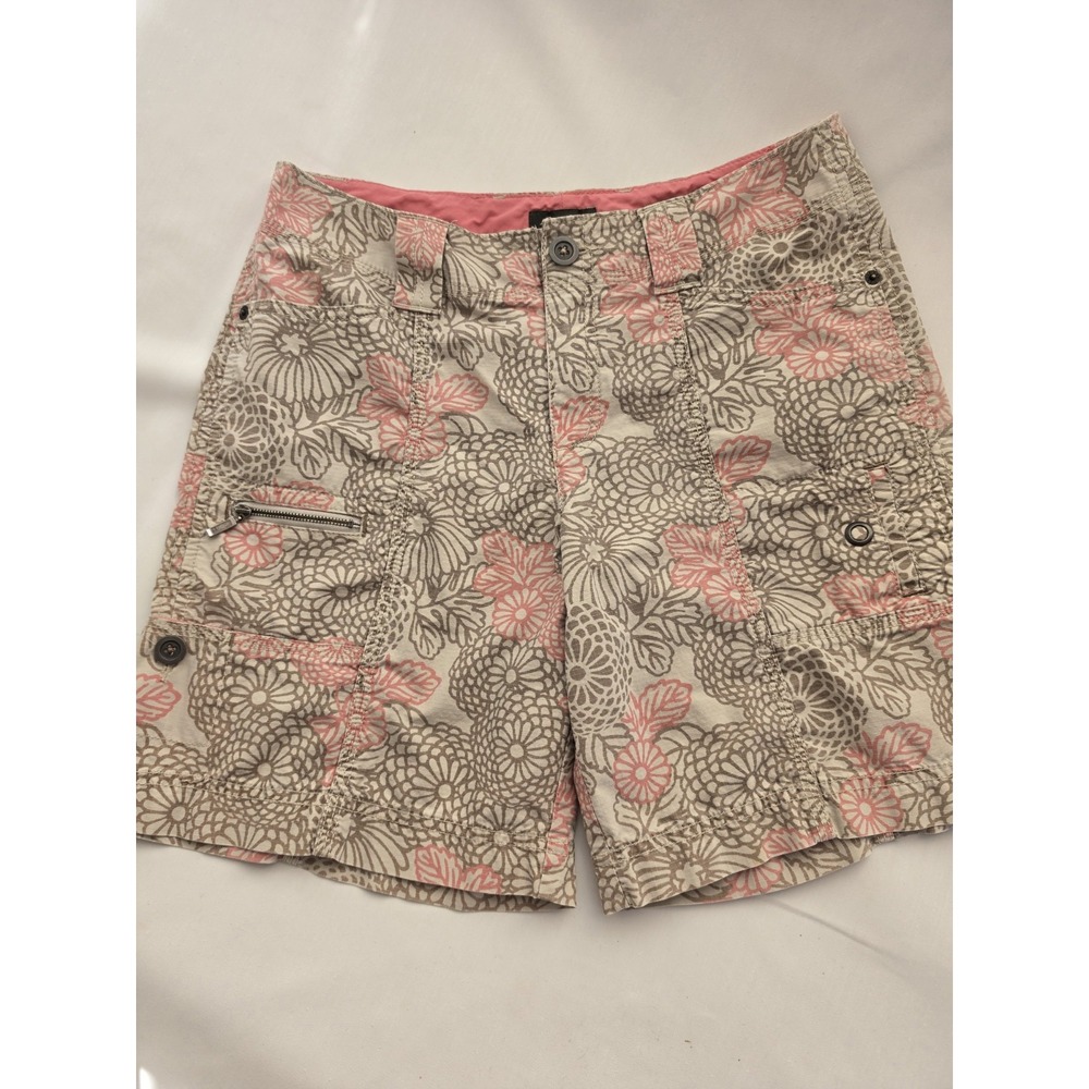 Eddie Bauer Mercer Fit Women's Size 4 Floral Cargo Shorts Pink Khaki Utility...